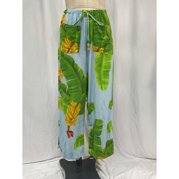 Farm Rio Fresh Green Linen Bananas Pants Size S - Picture 2 of 5